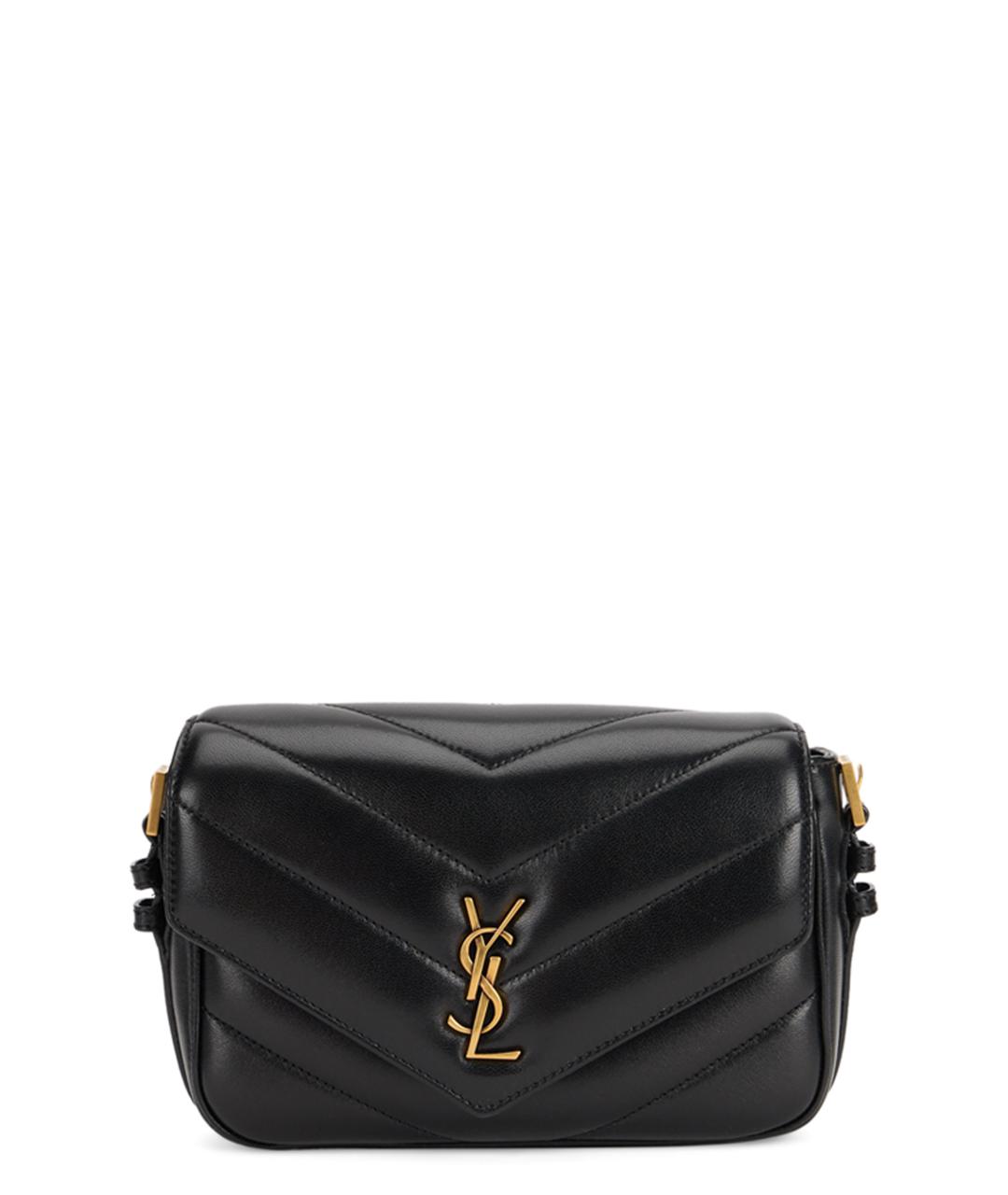 SAINT LAURENT Черная кожаная сумка через плечо, фото 1