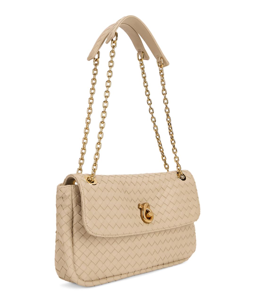 BOTTEGA VENETA Бежевая кожаная сумка через плечо, фото 2