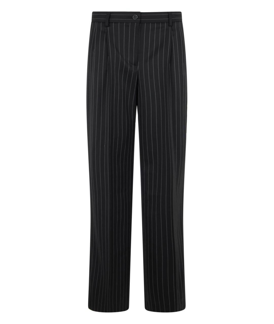 DOLCE&GABBANA Черные шерстяные прямые брюки, фото 1