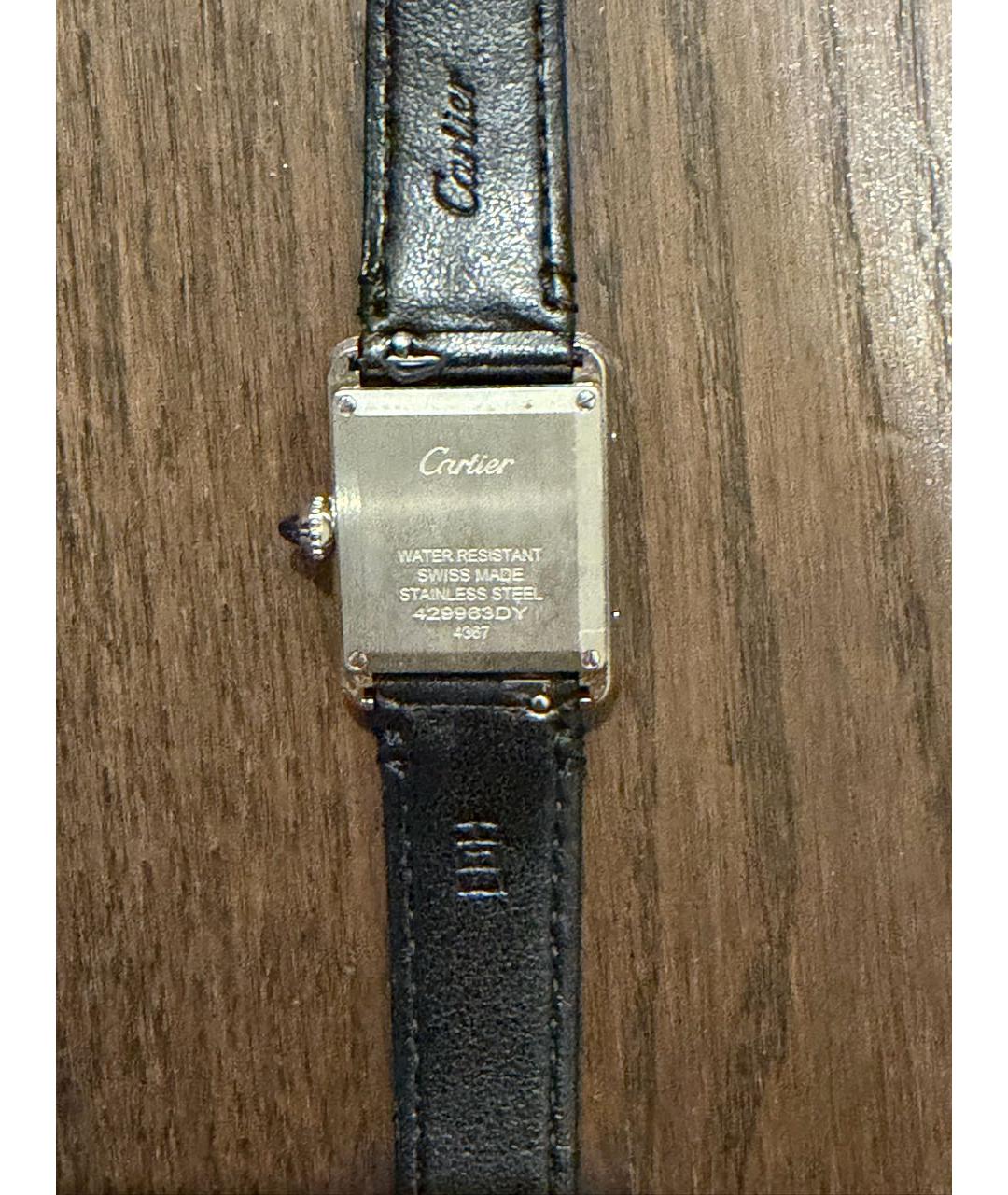 CARTIER Черные кожаные часы, фото 7