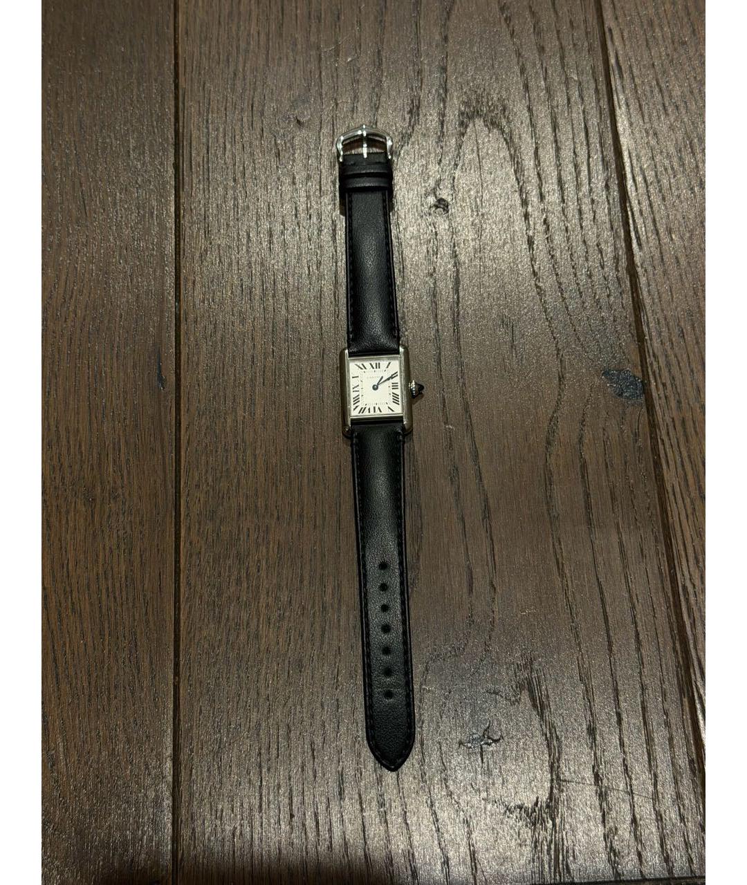 CARTIER Черные кожаные часы, фото 4