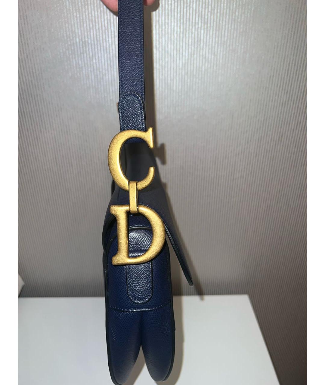 CHRISTIAN DIOR Синяя кожаная сумка с короткими ручками, фото 2