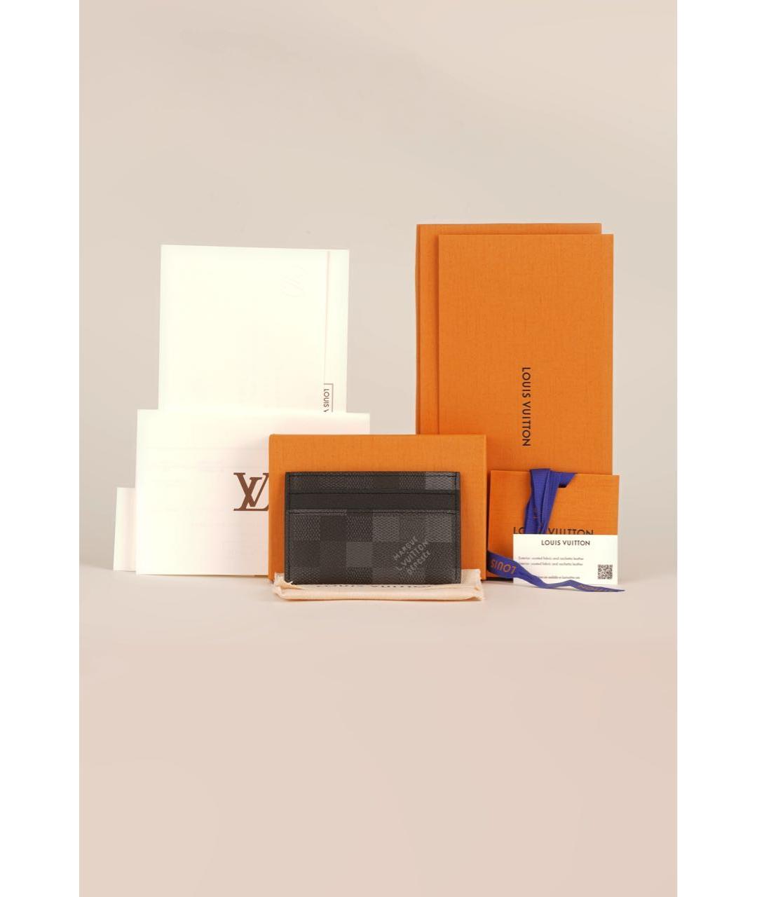 LOUIS VUITTON Черный кожаный кардхолдер, фото 2