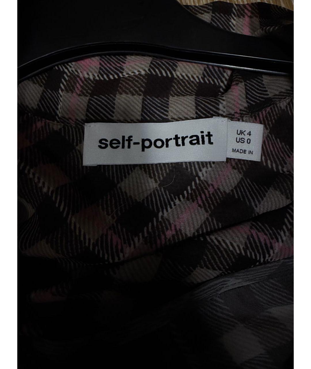 SELF-PORTRAIT Коричневое полиэстеровое повседневное платье, фото 6