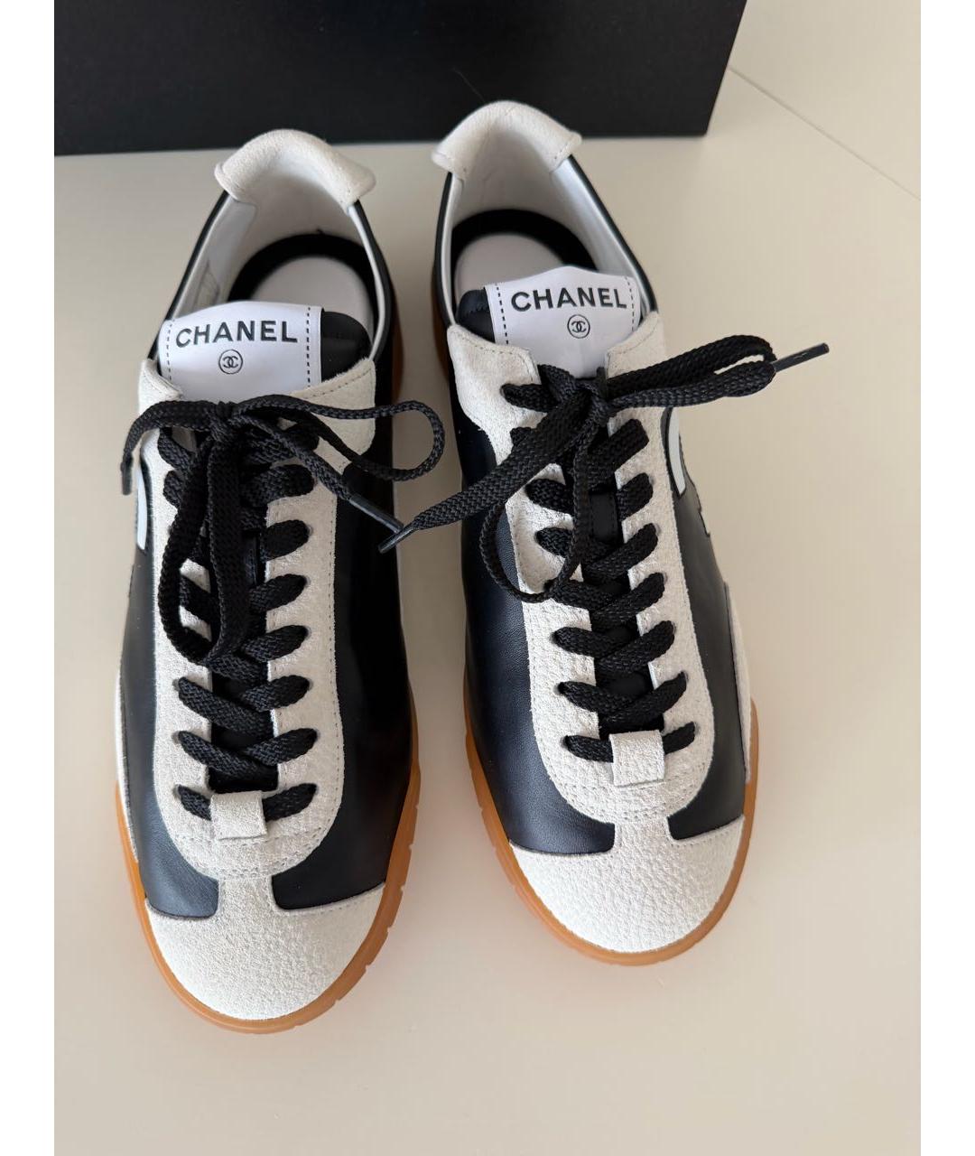 CHANEL Черные кожаные кеды, фото 2