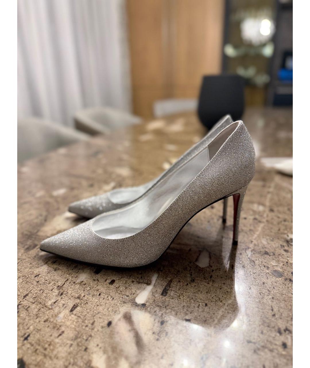 CHRISTIAN LOUBOUTIN Серебряные кожаные туфли, фото 6