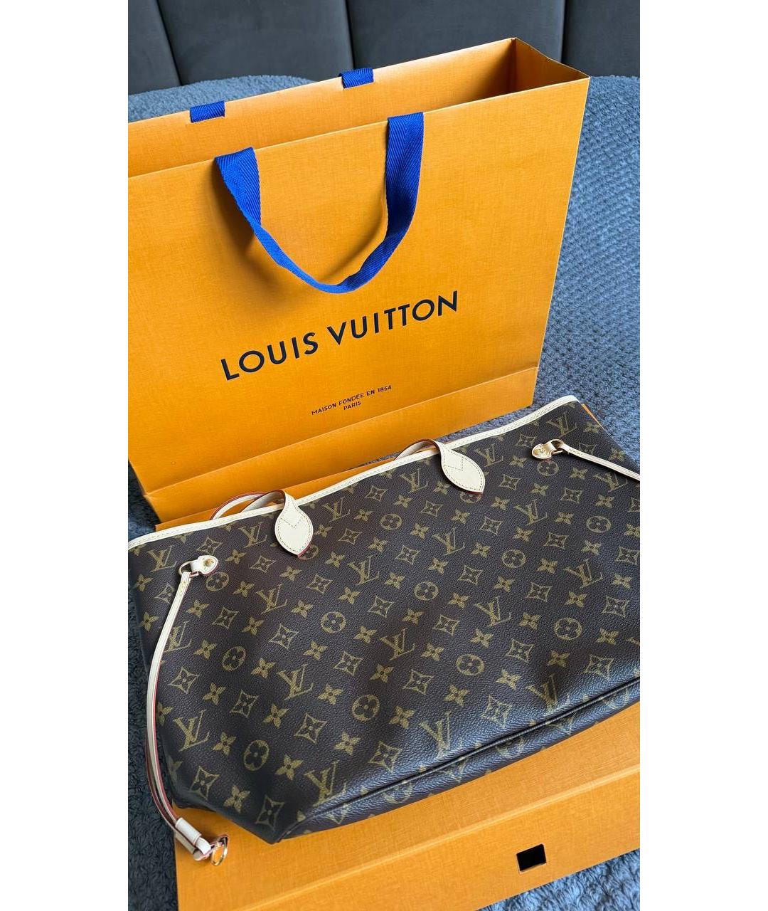 LOUIS VUITTON Коричневая сумка тоут из канвы, фото 3