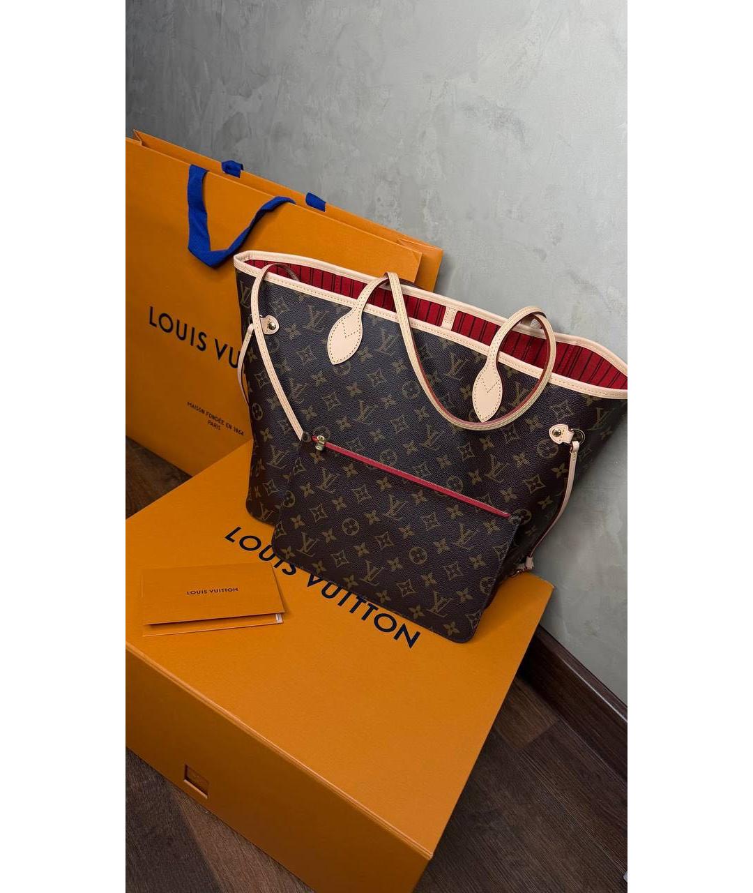 LOUIS VUITTON Коричневая сумка тоут из канвы, фото 5