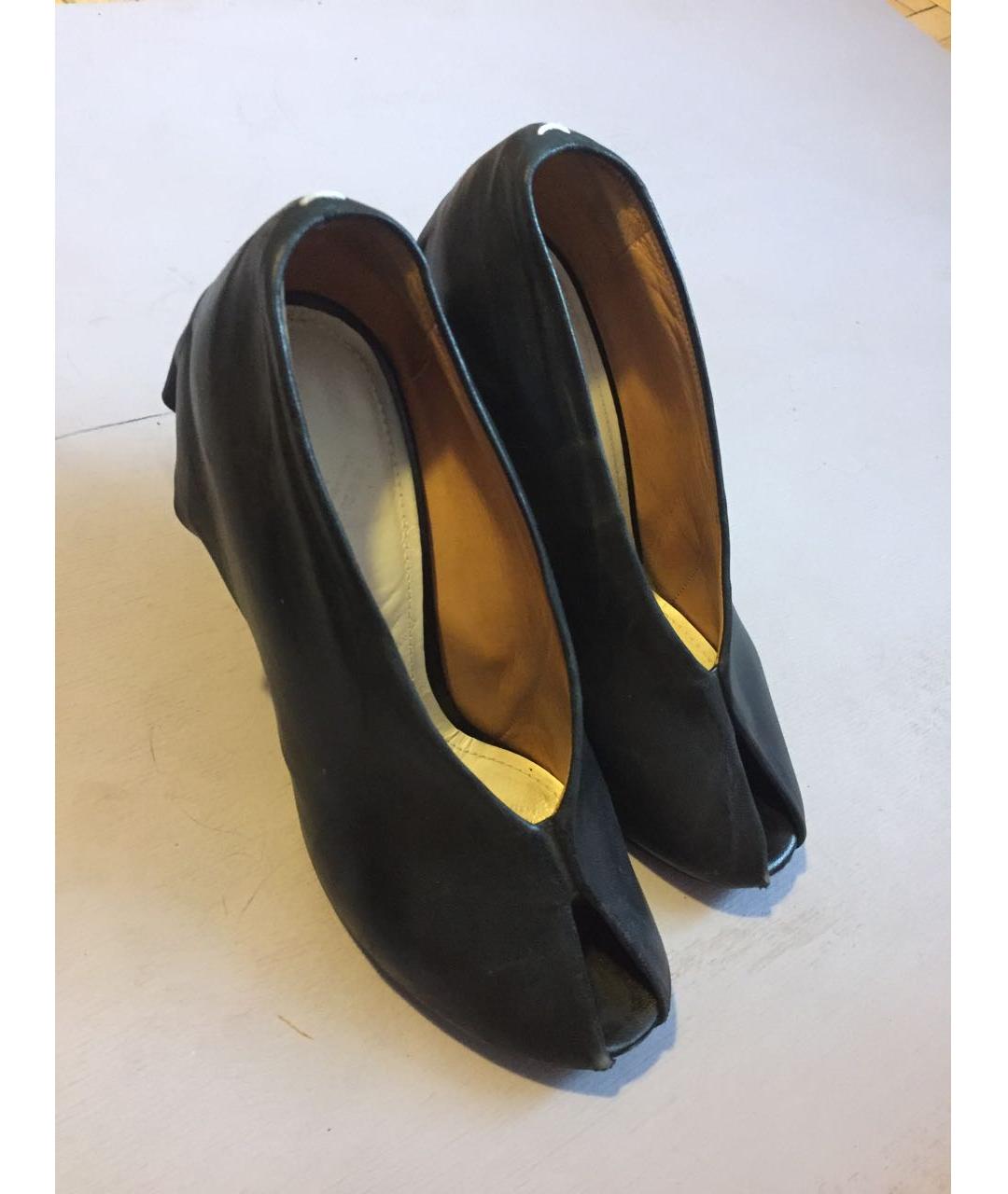 MAISON MARGIELA Черные кожаные туфли, фото 8