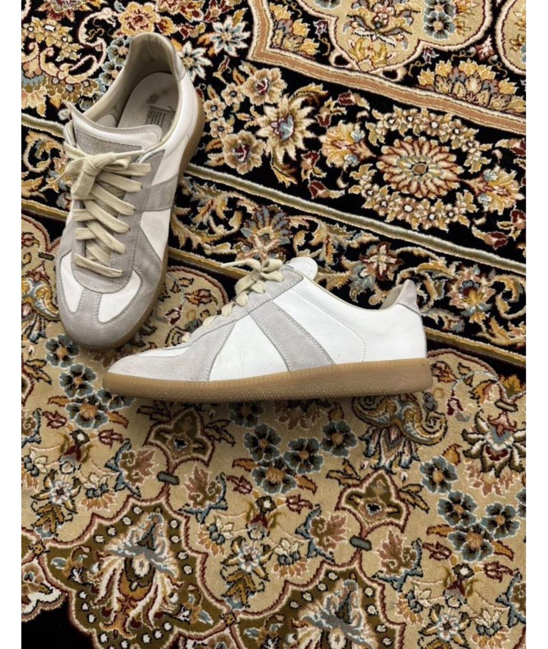 MAISON MARGIELA Белые кожаные низкие кроссовки / кеды, фото 4