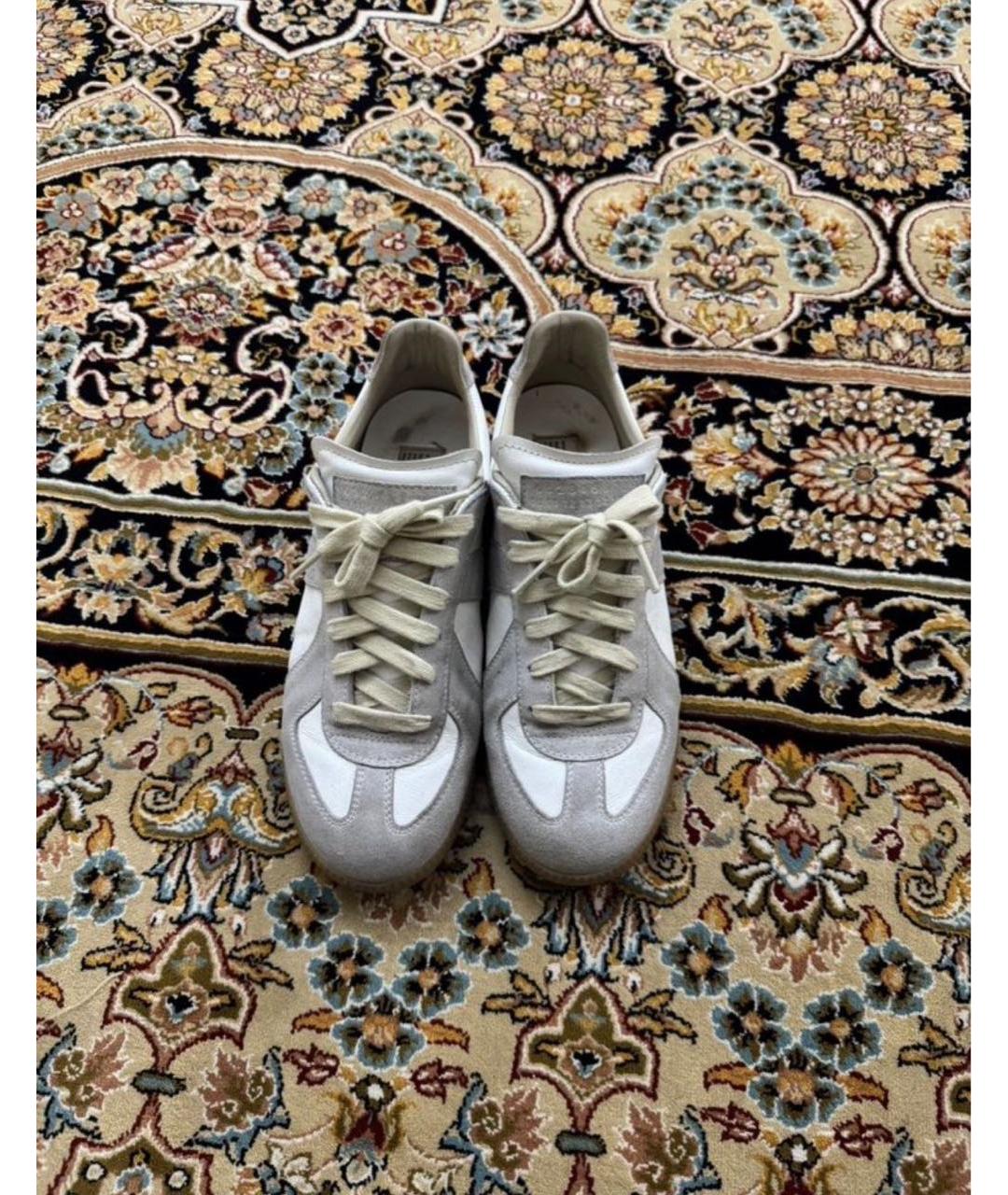 MAISON MARGIELA Белые кожаные низкие кроссовки / кеды, фото 2