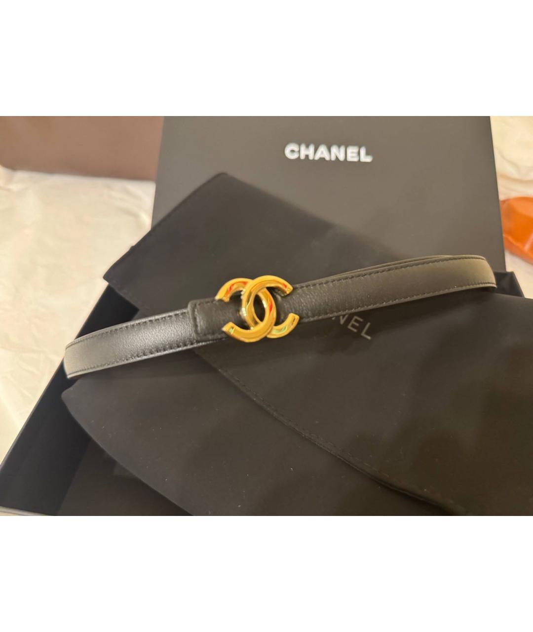 CHANEL Черный кожаный ремень, фото 2