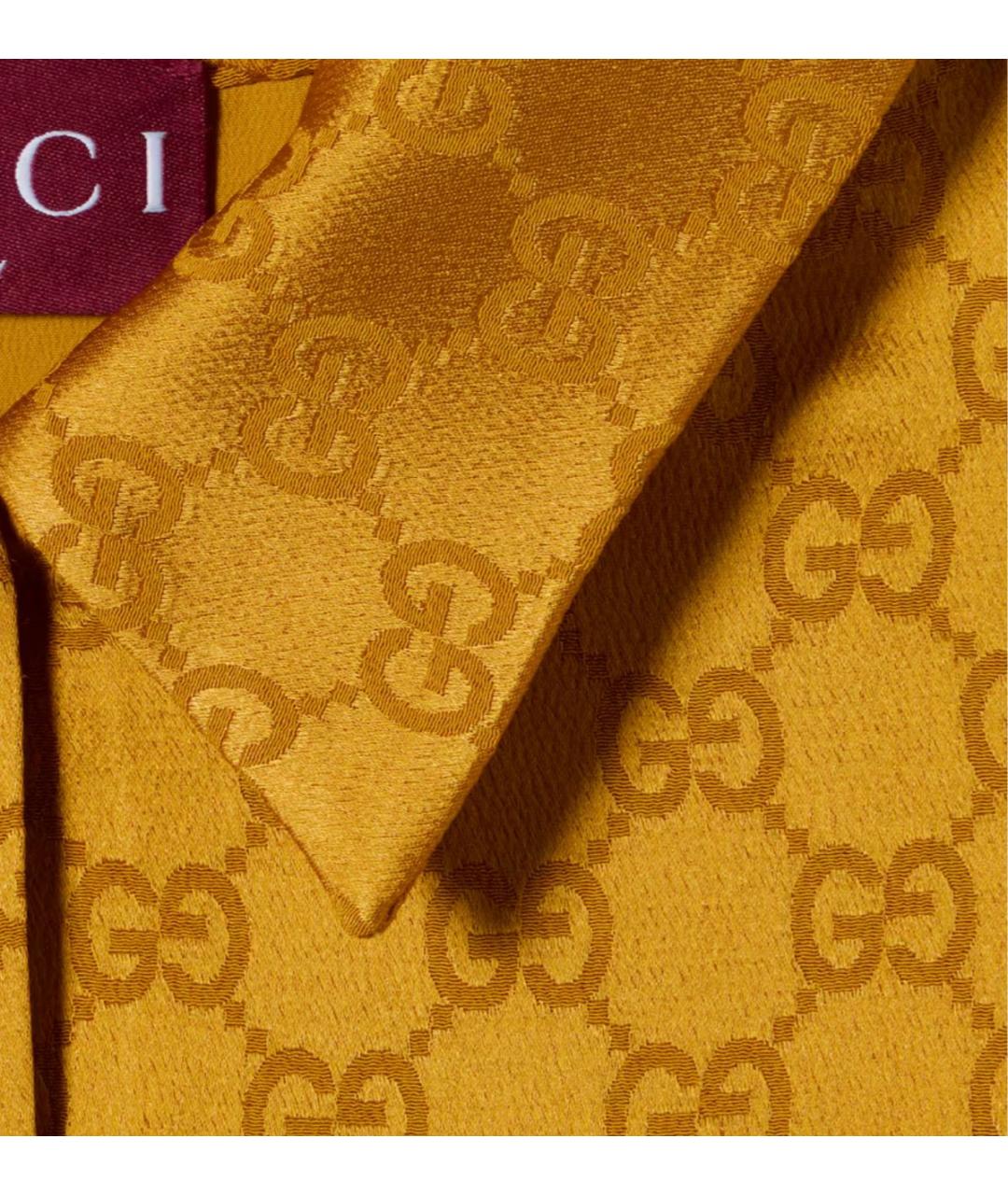 GUCCI Горчичное шелковое коктейльное платье, фото 4