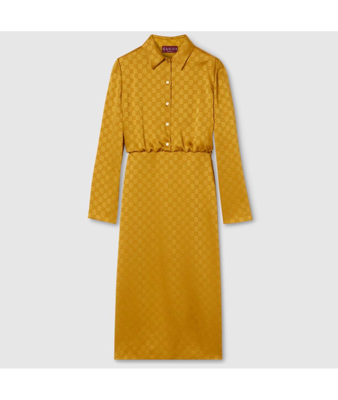 GUCCI Горчичное шелковое коктейльное платье, фото 9