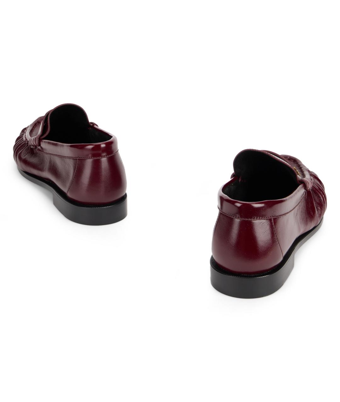 SAINT LAURENT Бордовые кожаные лоферы, фото 3