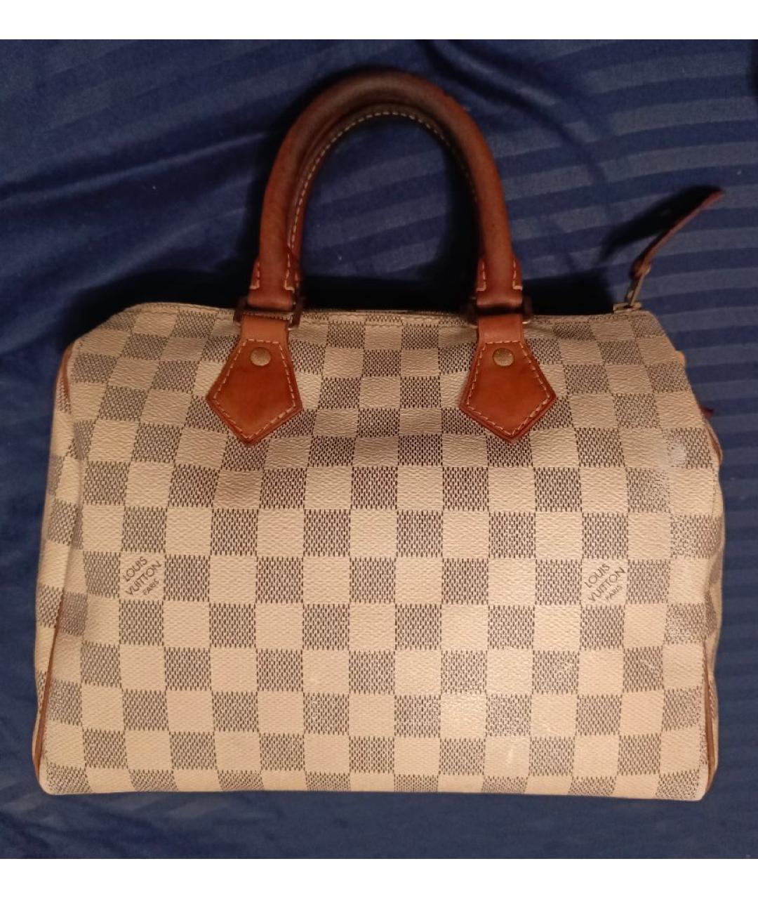 LOUIS VUITTON Белая сумка с короткими ручками из канвы, фото 2