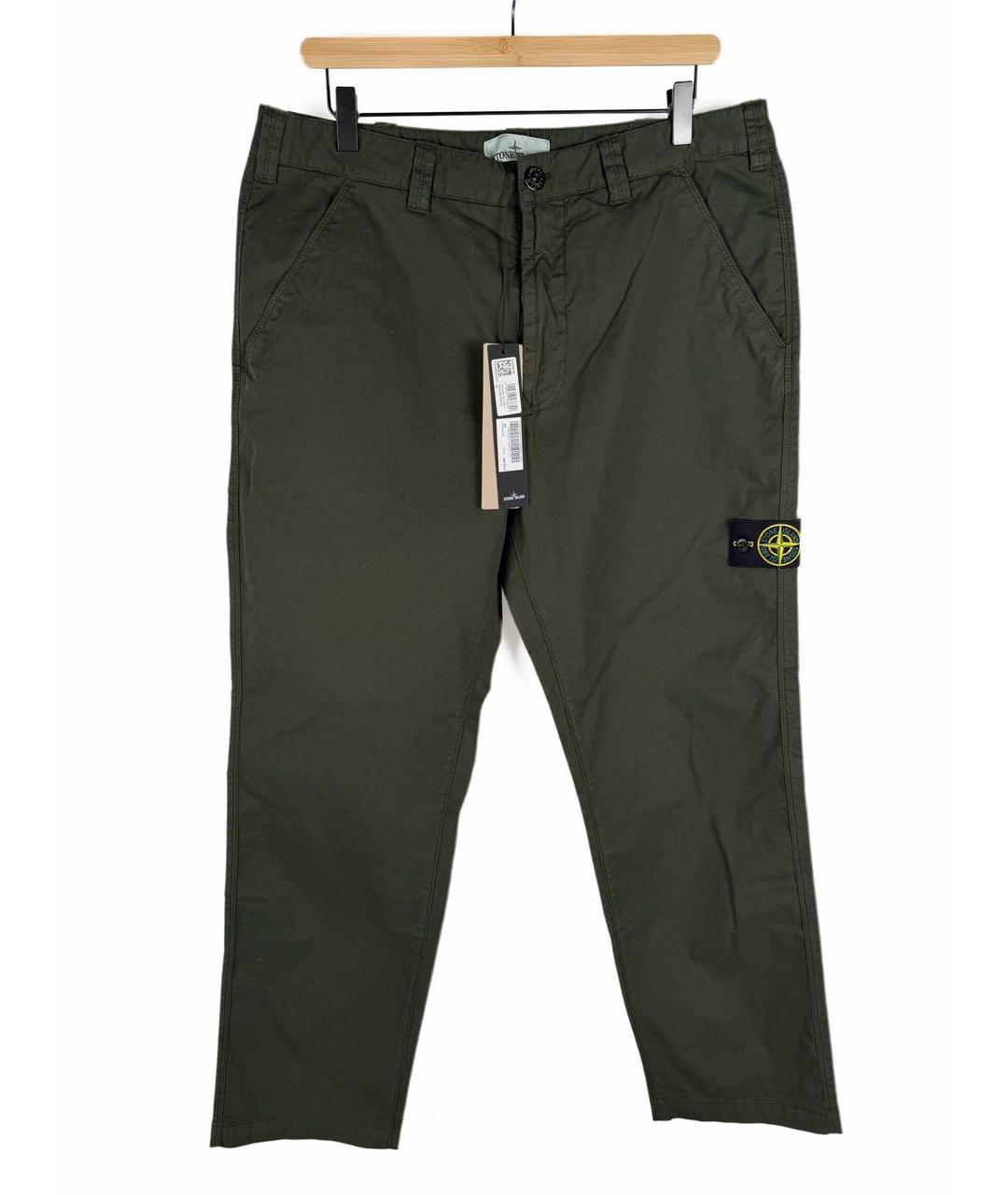 STONE ISLAND Зеленые хлопковые повседневные брюки, фото 8