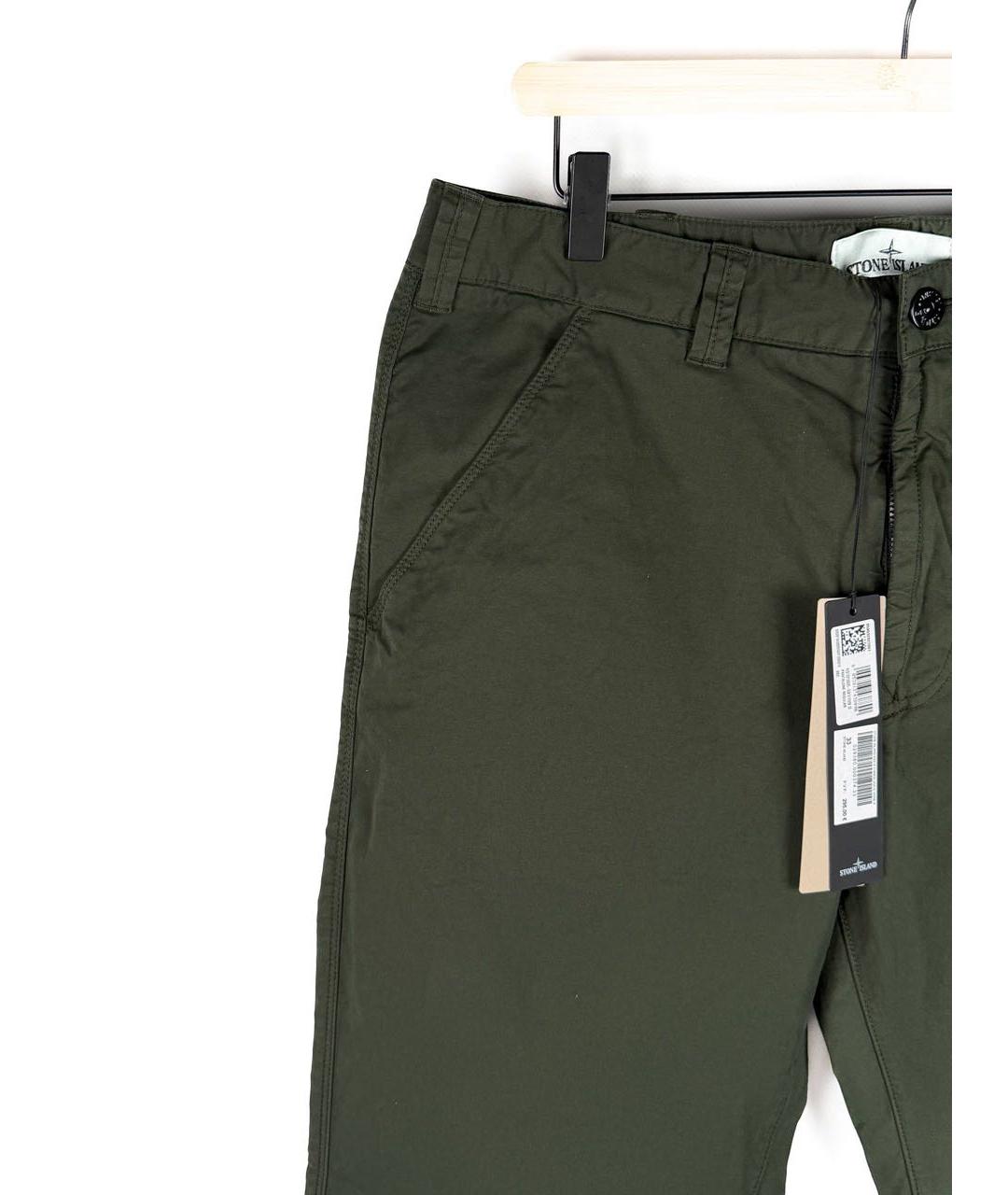 STONE ISLAND Зеленые хлопковые повседневные брюки, фото 4