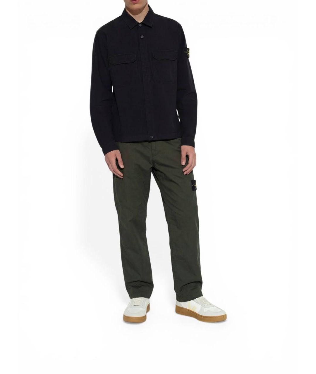STONE ISLAND Зеленые хлопковые повседневные брюки, фото 6