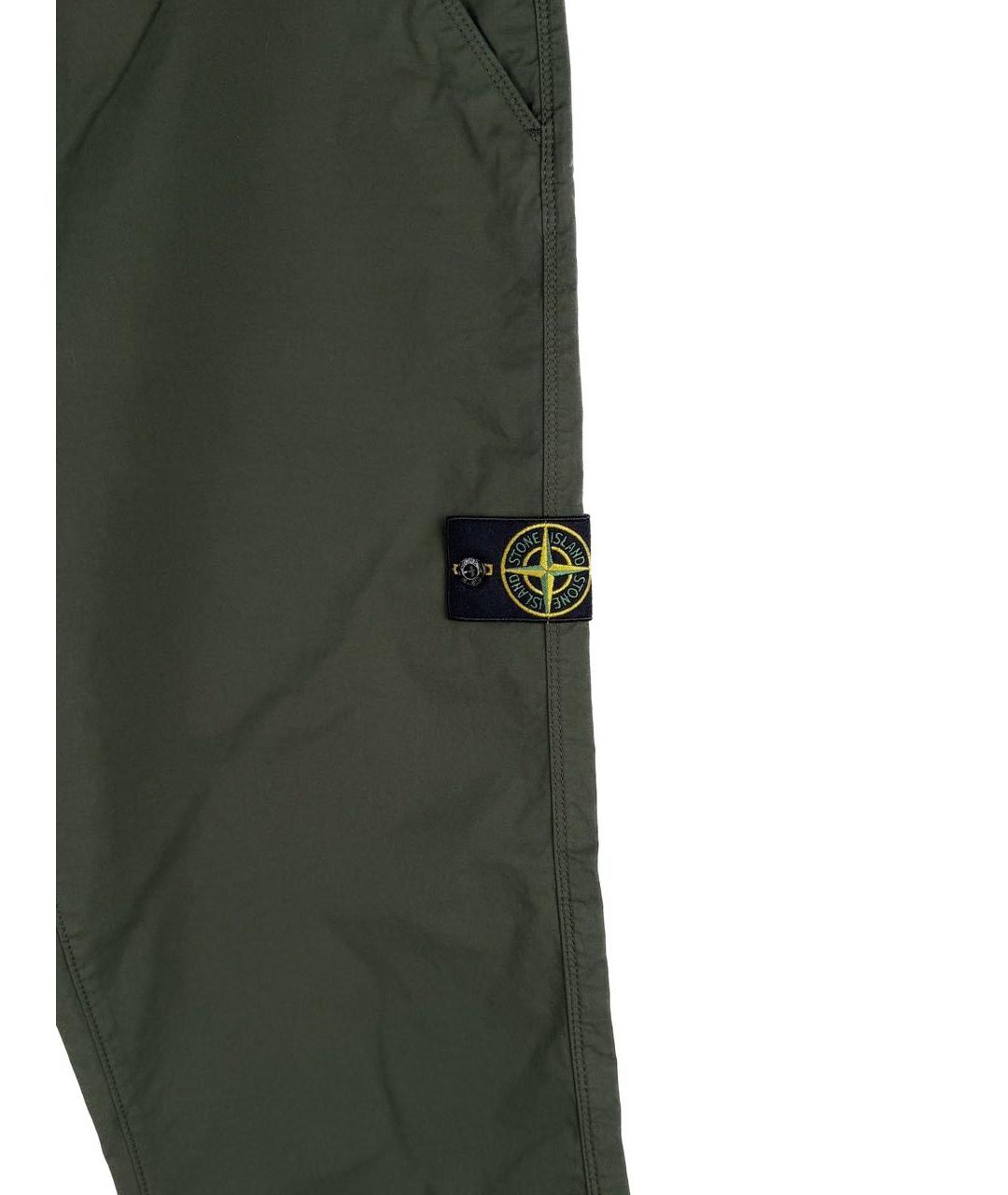 STONE ISLAND Зеленые хлопковые повседневные брюки, фото 7