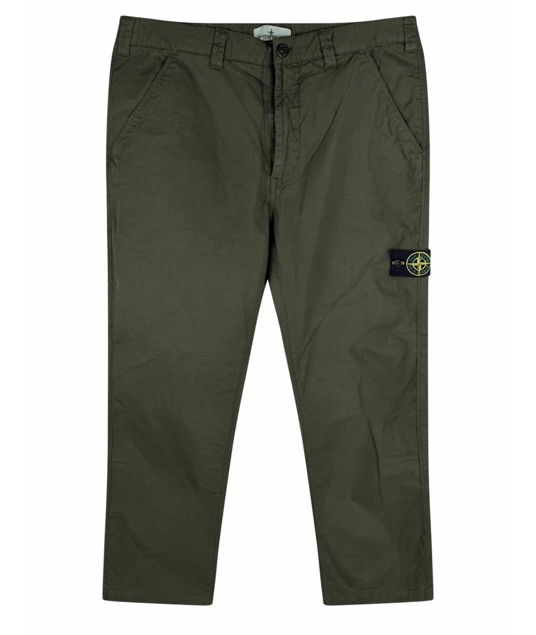 STONE ISLAND Зеленые хлопковые повседневные брюки, фото 1