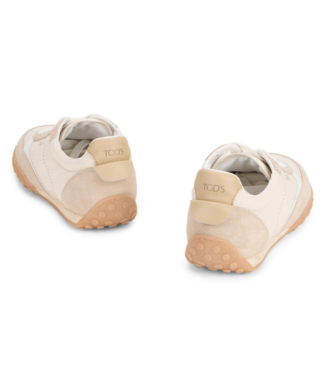 TOD'S Бежевые кожаные кеды, фото 3