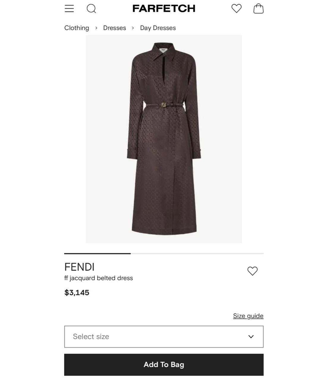 FENDI Коричневое шелковое коктейльное платье, фото 2