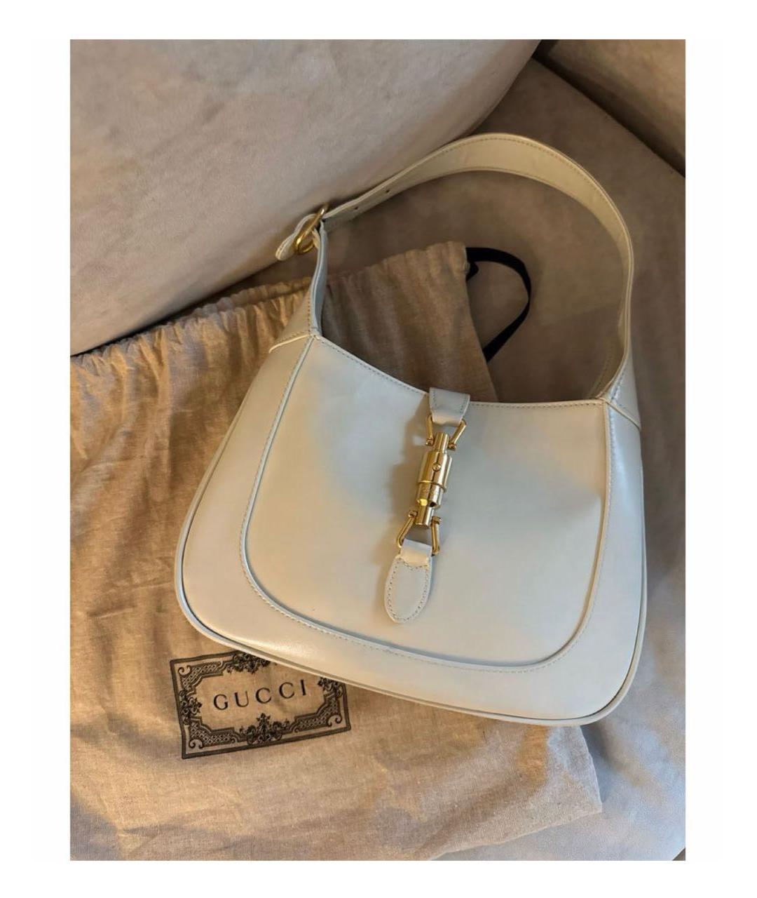 GUCCI Белая кожаная сумка с короткими ручками, фото 2