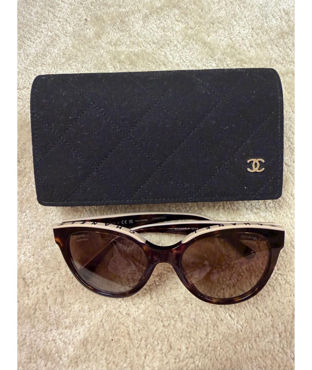 CHANEL Коричневые пластиковые солнцезащитные очки, фото 4