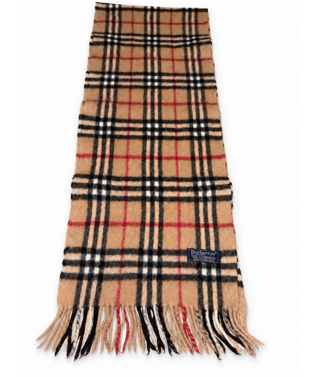 BURBERRY Бежевый шерстяной шарф, фото 3