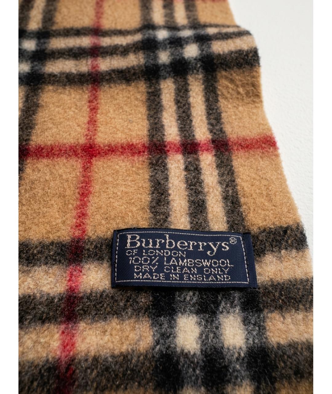 BURBERRY Бежевый шерстяной шарф, фото 2