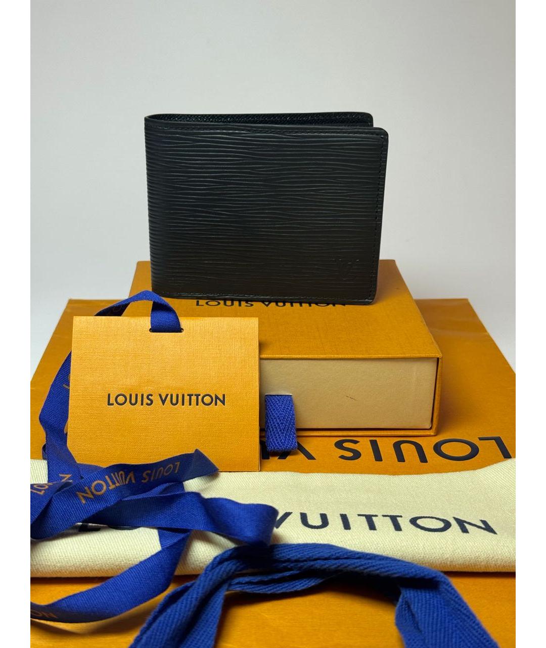 LOUIS VUITTON Черный кожаный кошелек, фото 3