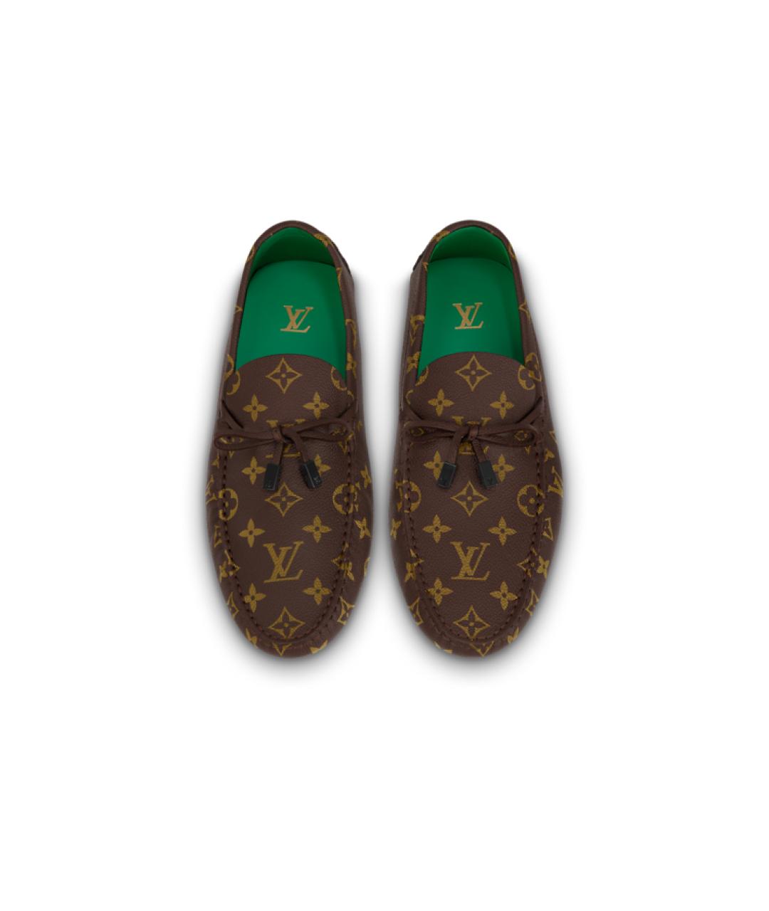 LOUIS VUITTON Коричневые кожаные мокасины, фото 4