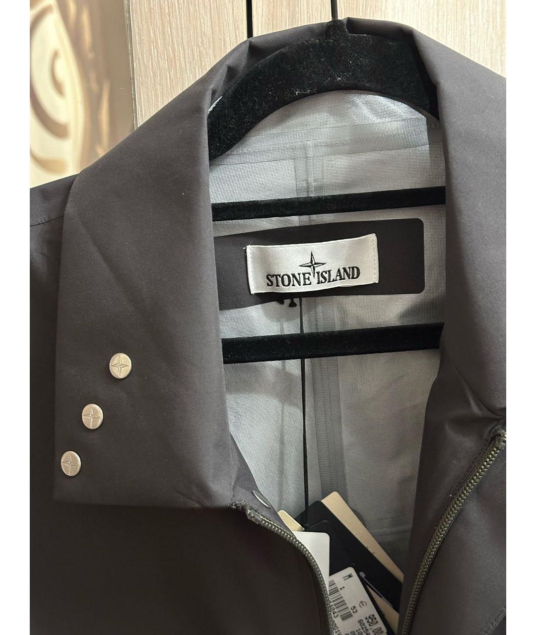STONE ISLAND Антрацитовая полиэстеровая куртка, фото 7