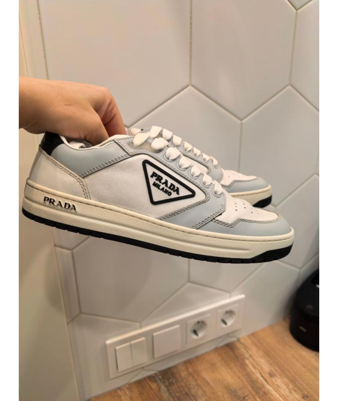 PRADA Белые кожаные кеды, фото 3