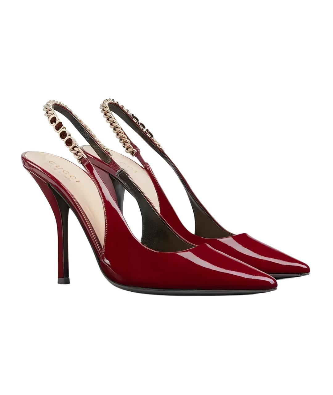 GUCCI Красные кожаные туфли, фото 2