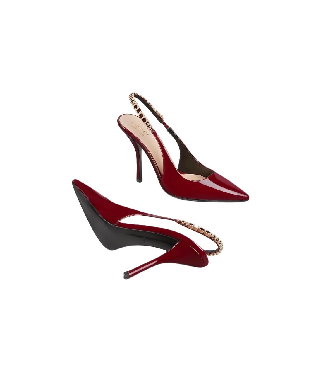 GUCCI Красные кожаные туфли, фото 5