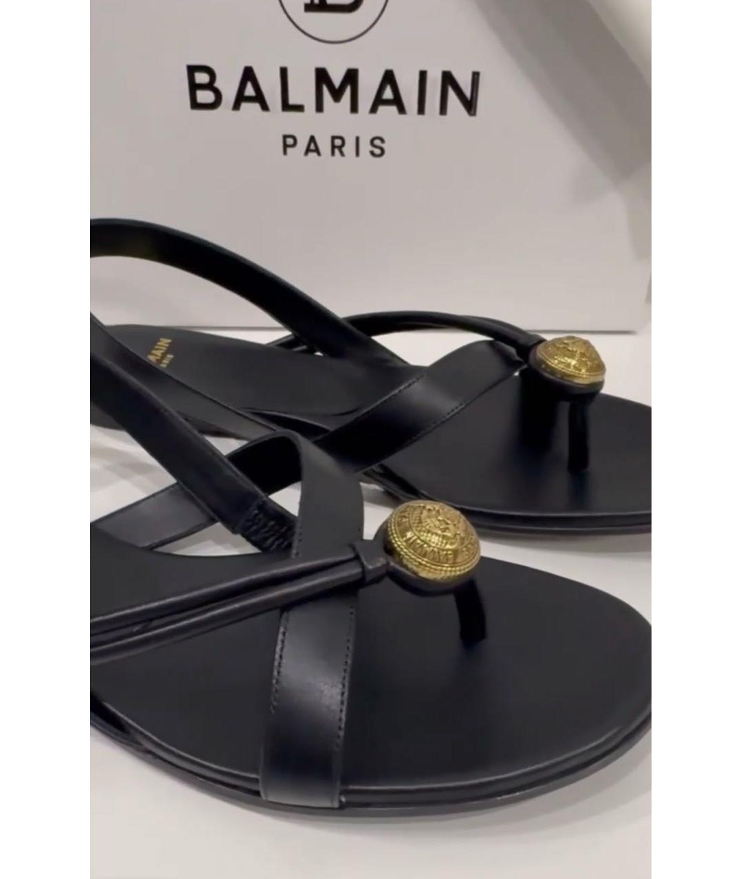 BALMAIN Черные кожаные сандалии, фото 4