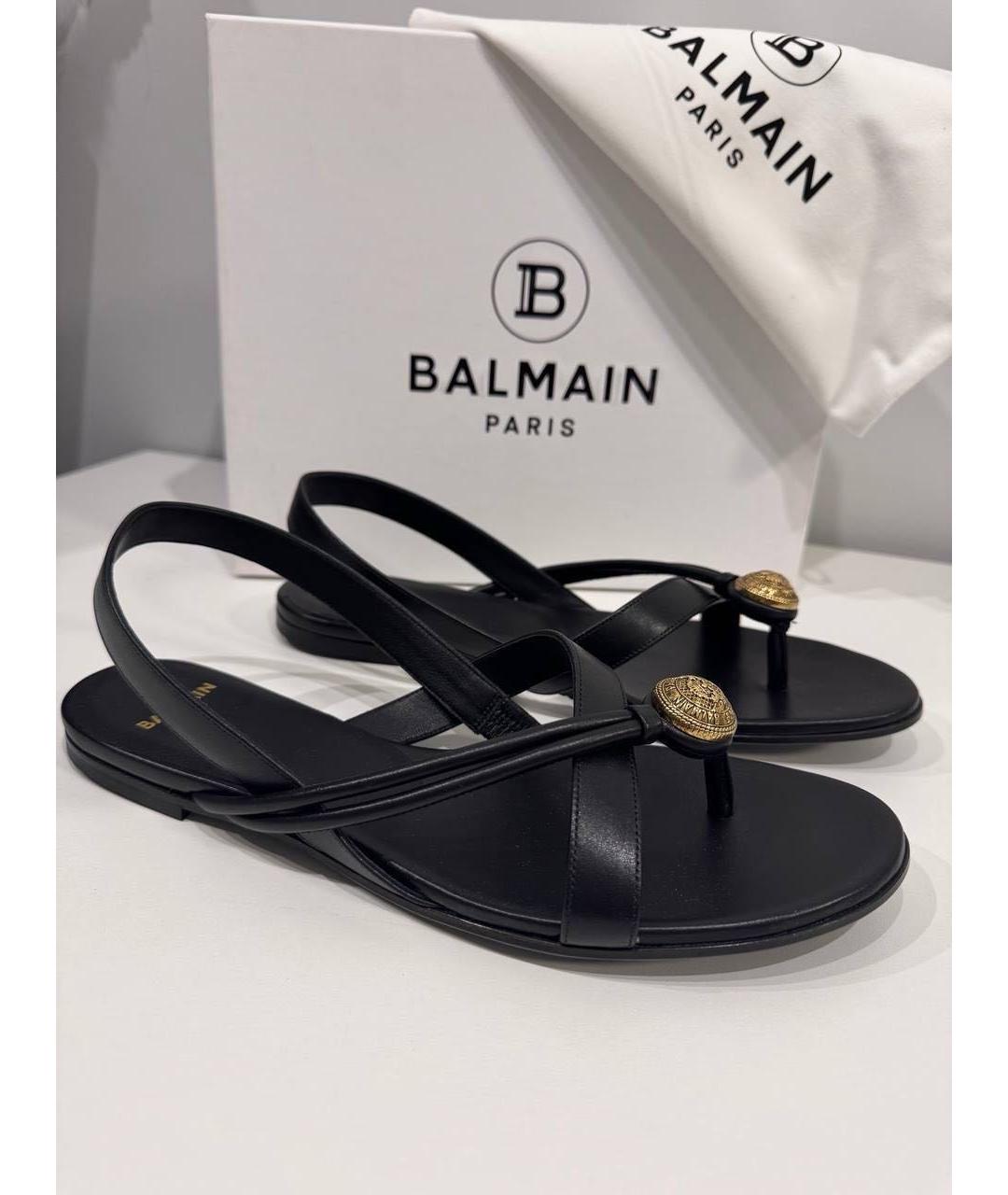 BALMAIN Черные кожаные сандалии, фото 5