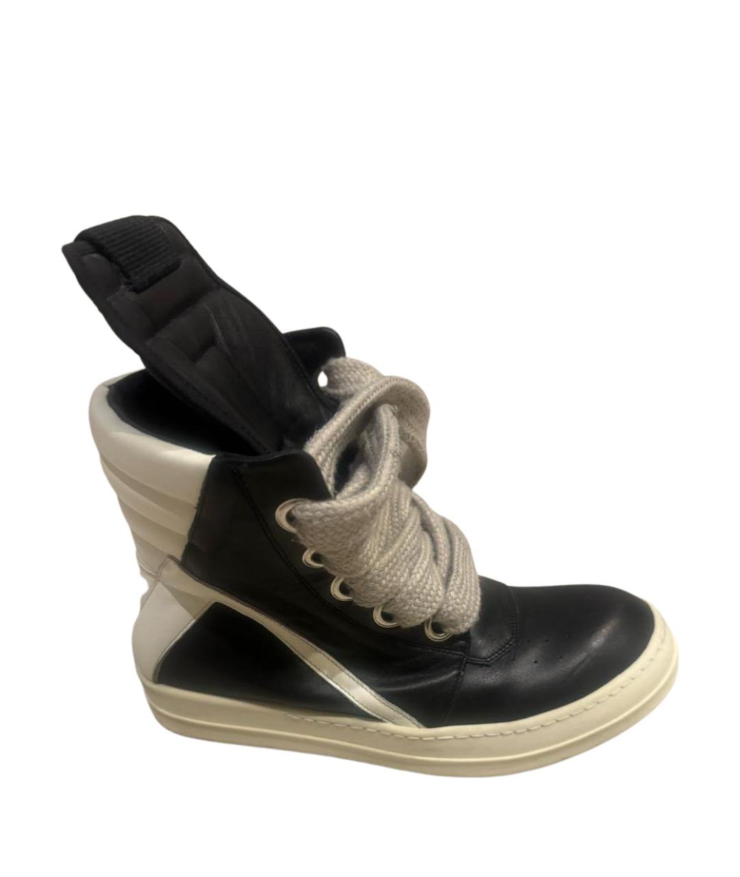 RICK OWENS Черные кожаные кеды, фото 1