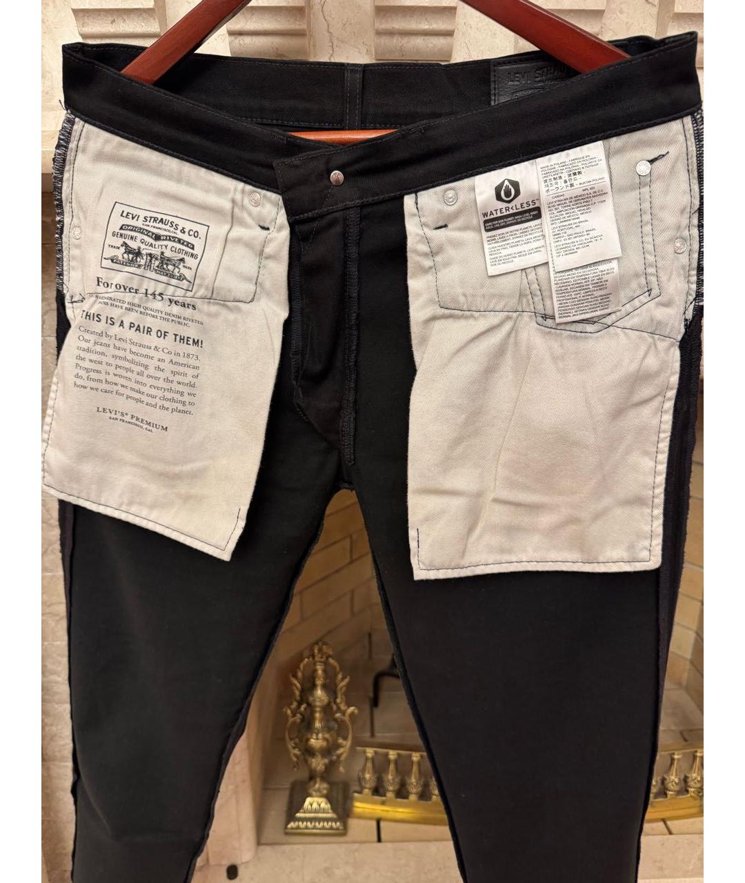 LEVI'S Черные хлопко-эластановые прямые джинсы, фото 3