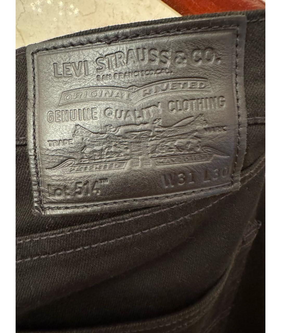 LEVI'S Черные хлопко-эластановые прямые джинсы, фото 5