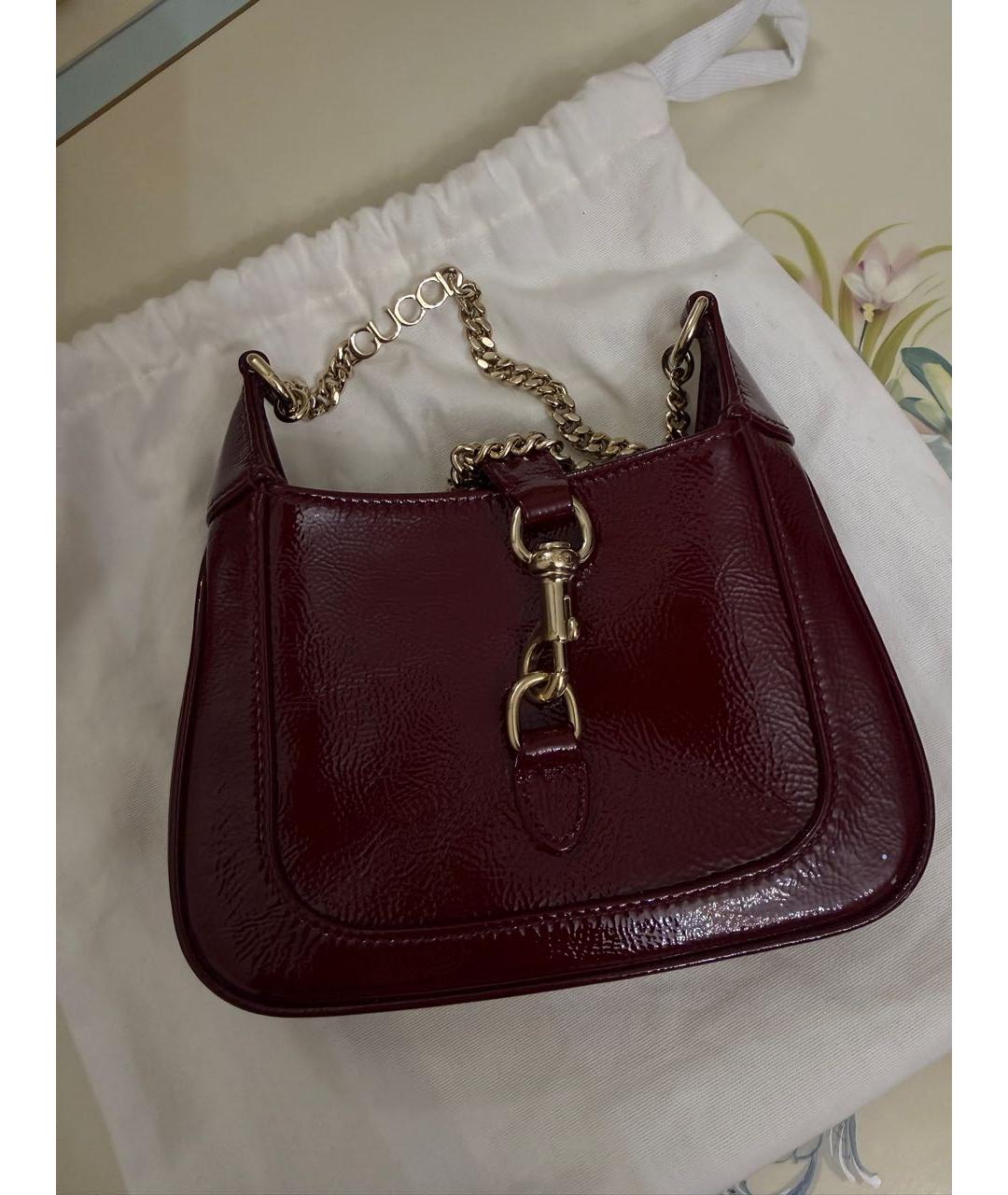 GUCCI Бордовая кожаная сумка через плечо, фото 5
