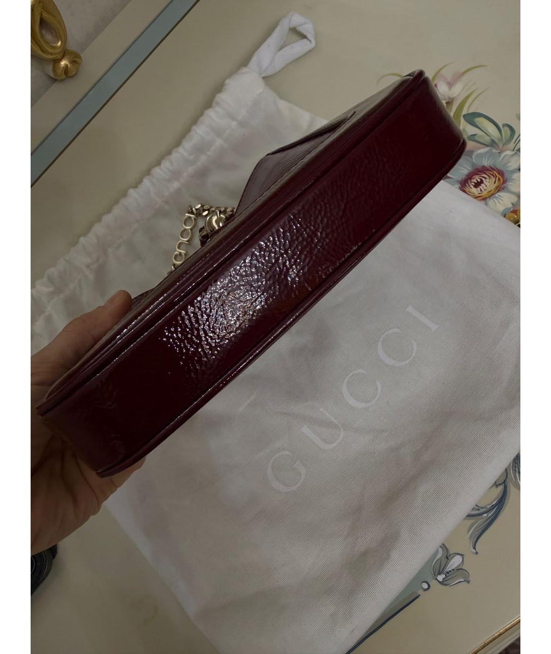 GUCCI Бордовая кожаная сумка через плечо, фото 3