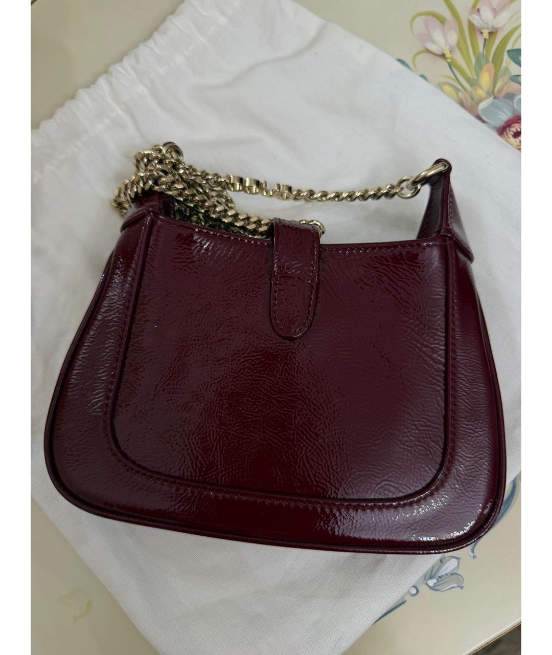 GUCCI Бордовая кожаная сумка через плечо, фото 2
