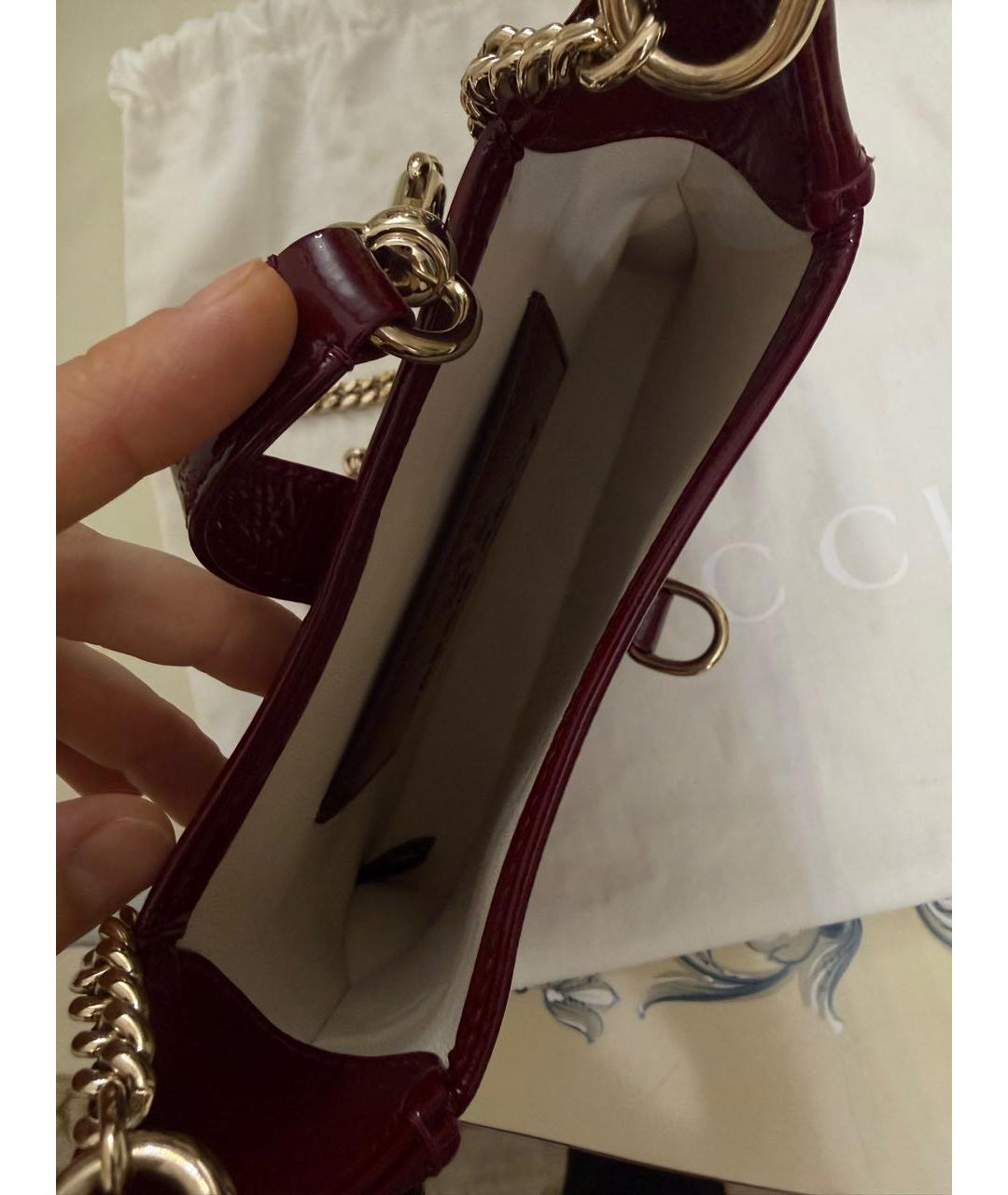 GUCCI Бордовая кожаная сумка через плечо, фото 4