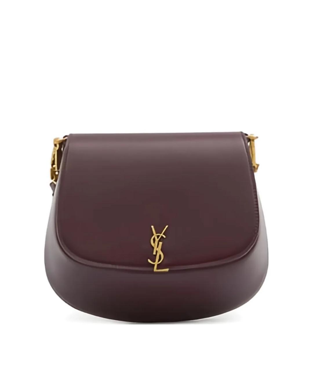 SAINT LAURENT Бордовая кожаная сумка через плечо, фото 1