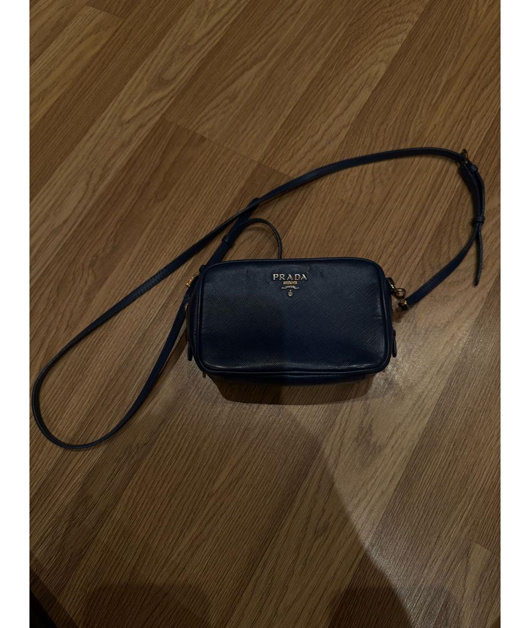 PRADA Темно-синяя кожаная сумка через плечо, фото 2