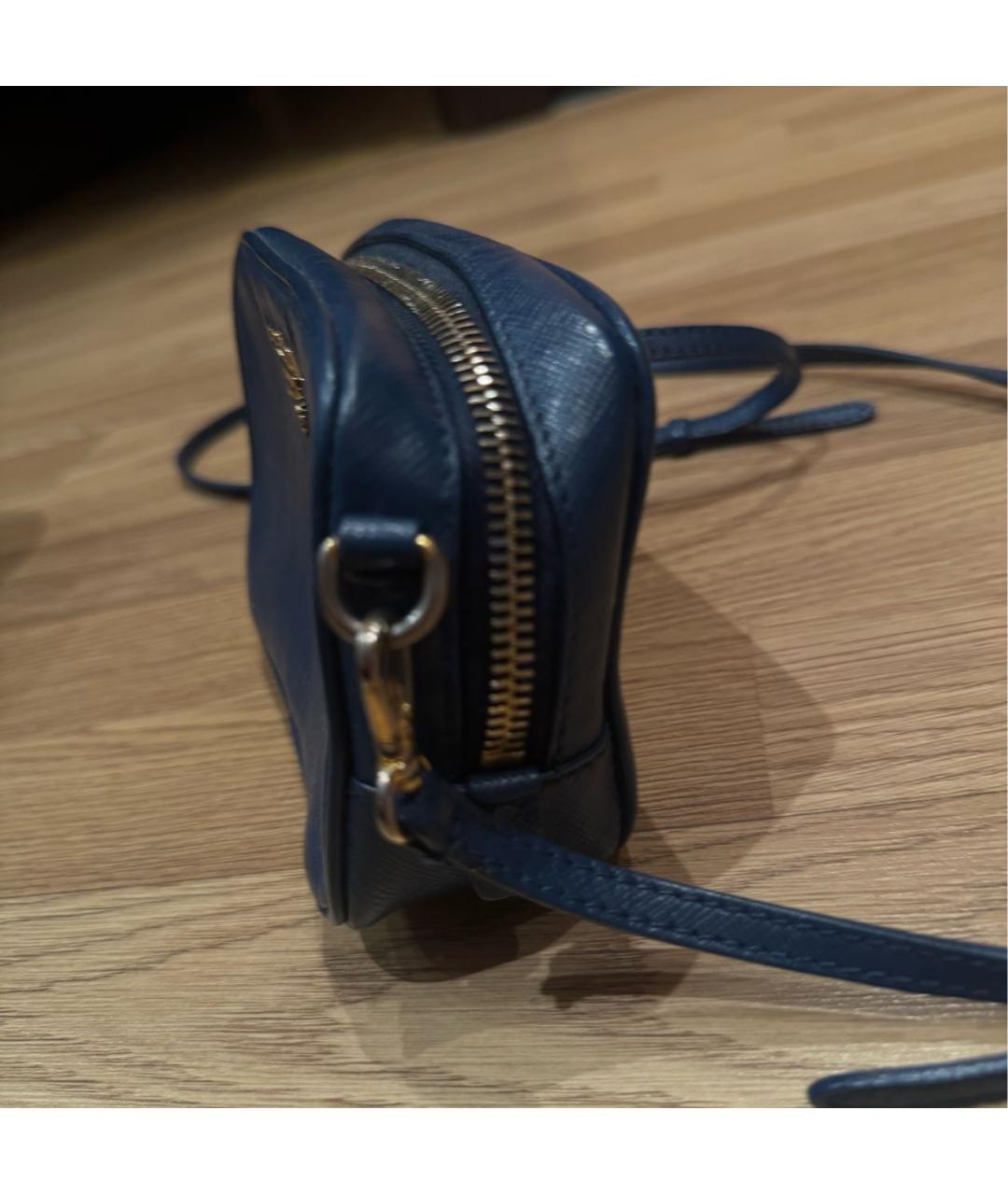PRADA Темно-синяя кожаная сумка через плечо, фото 4