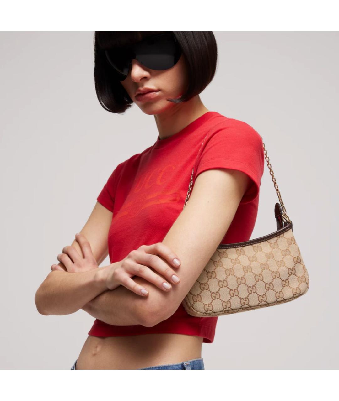 GUCCI Бежевая сумка с короткими ручками, фото 5